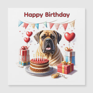 Carte Magnétique Bouledogue anglais Mastiff Anniversaire 