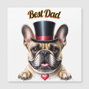 Carte Magnétique Bouledogue français cœur fête des pères Bulldogue
