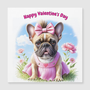 Carte Magnétique Bouledogue français fleurs French Bulldog