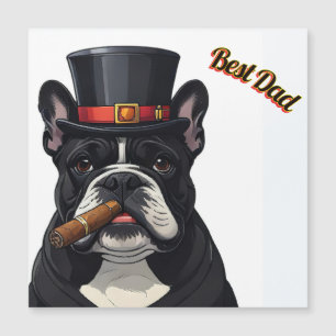 Carte Magnétique Bouledogue français French Bulldog cigare