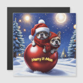 Carte Magnétique Bouledogue français Noël French Bullog (Devant / Derrière)