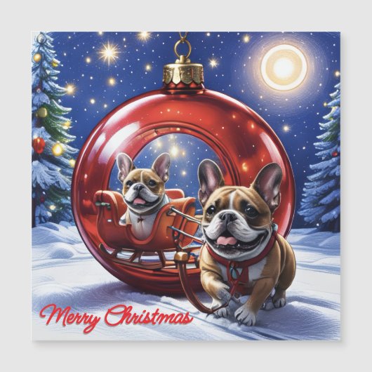 Carte Magnétique Bouledogue français Noël French Bullog (Devant)