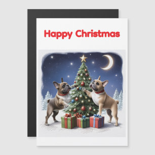 Carte Magnétique Bouledogue français sapin de Noël Bulldog