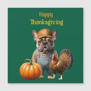Carte Magnétique Bouledogue français Thanksgiving French Bulldog