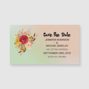 Carte Magnétique Bouquet d'aquarelle florale Mariage Enregistrer la