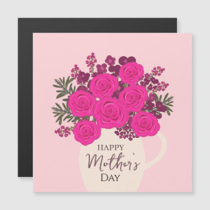 Carte Magnétique Bouquet de roses roses – Élégante création florale