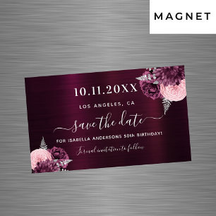 Carte Magnétique Bourgogne floral 50e anniversaire Enregistrer l'ai