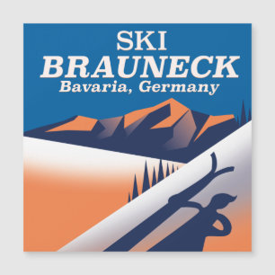 Carte Magnétique Brauneck Bavaria, affiche vintage de ski.