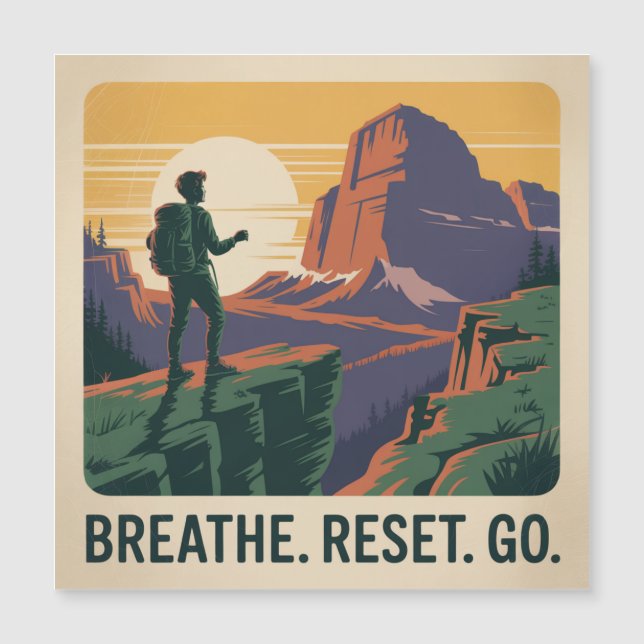 Carte Magnétique Breathe. Reset. Go. (Devant)
