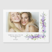 Carte Magnétique Bridesmaid Proposal Purple Shades Flowers Photo (Devant)