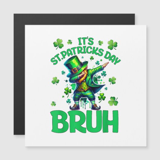 Carte Magnétique Bruh St Patrick's Day (Devant / Derrière)