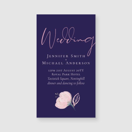 Carte Magnétique Budget Mariage bleu bleu bleu bleu bleu rose rose (Devant)