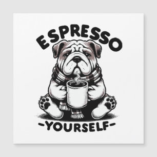 Carte Magnétique Bulldog au café chaud espresso