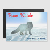 Carte Magnétique Buon Natale - Renard arctique (Devant / Derrière)