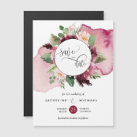 Burgundy Blush Floral Wedding Enregistrer La Date 