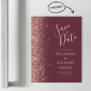 Carte Magnétique Burgundy Rose Gold Pailleté Magnétique Enregistrer