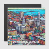 Carte Magnétique Burlington, Vermont Bande Dessinée Style Artistiqu (Devant / Derrière)