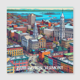 Carte Magnétique Burlington, Vermont Bande Dessinée Style Artistiqu