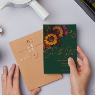 Carte Magnétique Burnt Orange Green Mariage élégant Enregistrer la