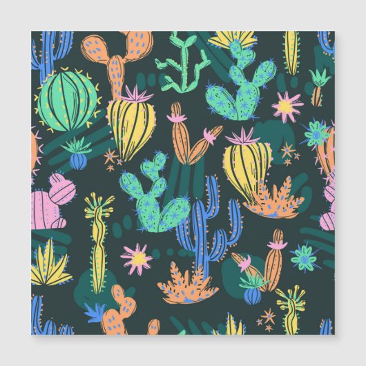 Carte Magnétique Cactus dessiné à la main : sans couture scandinave (Devant)