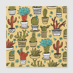 Carte Magnétique Cactus Succulent : Esquisse tirée à la main
