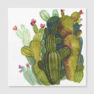 Carte Magnétique Cactus, succulents : aquarelle vintage.
