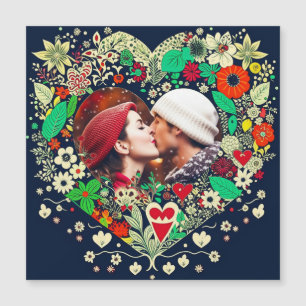 Carte Magnétique Cadeau de coeur floral personnalisé Cadeau romanti