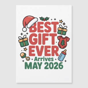 Carte Magnétique Cadeau de Noël de grossesse le meilleur arrive mai