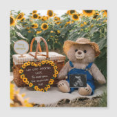 Carte Magnétique Cadeau d'ours en peluche tournesol pour annonce de (Devant)