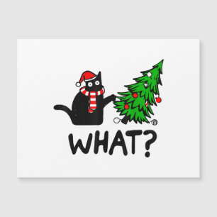 Carte Magnétique Cadeau drôle de chat noir renversant l'arbre de No