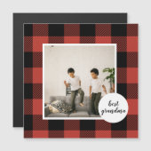Carte Magnétique Cadeau Meilleure Grand-Mère à Plaid Rouge Buffalo  (Devant / Derrière)