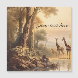 Carte Magnétique Cadeau Personnalisé Famille de Girafes Botanique A