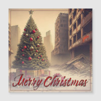 Cadeaux sous un arbre dans un monde apocalyptique