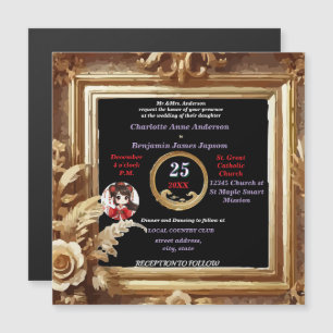 Carte Magnétique Cadre botanique d'or 3D