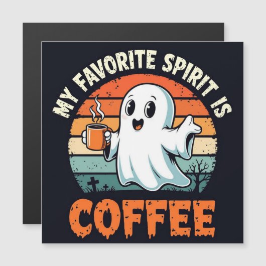 Carte Magnétique Café Esprit Halloween Fantôme (Devant / Derrière)