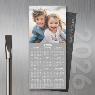 Carte Magnétique Calendrier 1 Collage de photos - Peut modifier gri