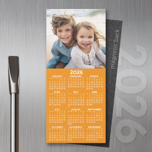 Carte Magnétique Calendrier 1 Collage photo - Peut modifier orange