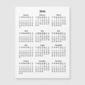 Carte Magnétique Calendrier 2016 (Devant)