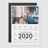 Carte Magnétique Calendrier 2020 avec Photo Basic Black White Minim (Devant / Derrière)