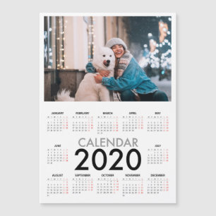 Carte Magnétique Calendrier 2020 avec Photo Basic Black White Minim