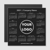 Carte Magnétique Calendrier 2021 moderne avec logo de l'entreprise  (Devant / Derrière)