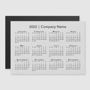 Carte Magnétique Calendrier 2022 avec nom de l'entreprise Gray Magn