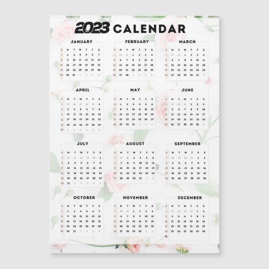 Carte Magnétique calendrier 2023 floral (Devant)