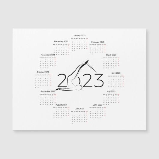 Carte Magnétique Calendrier 2023 pour instructeur Pilates (Devant)