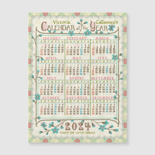 Carte Magnétique Calendrier 2024 Art Nouveau Victorien Petit aimant