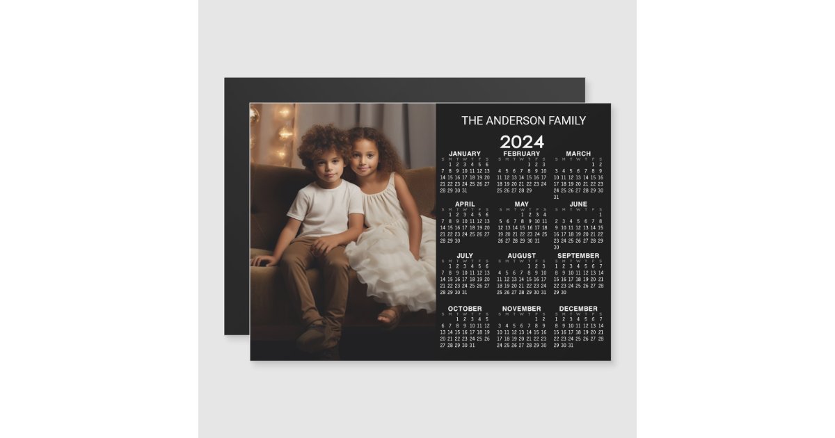 Carte Magnétique Calendrier 2024 - Photo verticale Blancs Noirs