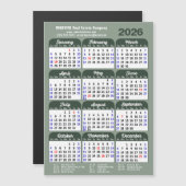 Carte Magnétique Calendrier 2024 Sage Vert Simple Entreprise Magnét (Devant / Derrière)
