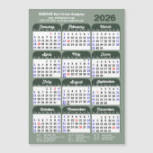 Carte Magnétique Calendrier 2024 Sage Vert Simple Entreprise Magnét (Devant)