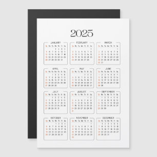 Carte Magnétique Calendrier 2025