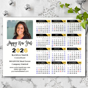Carte Magnétique Calendrier 2025 Black Gold Business Photo Magnétiq
